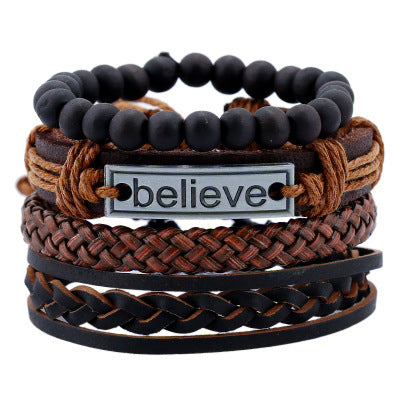 Believe Suit Men's Leather Bracelet