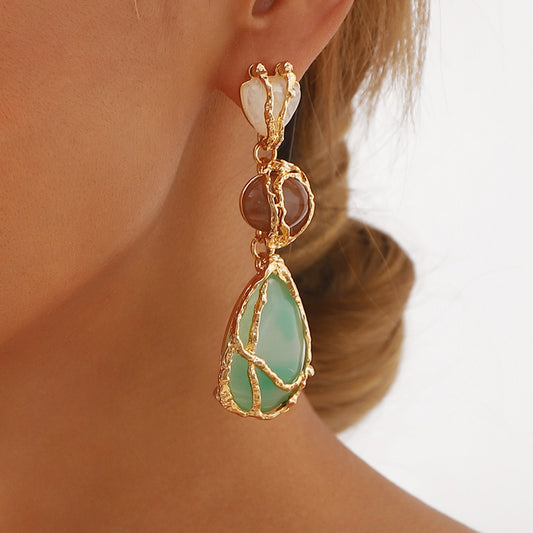 Acrylic Alloy Net Pocket Earrings Water Drop Geometry Earrings