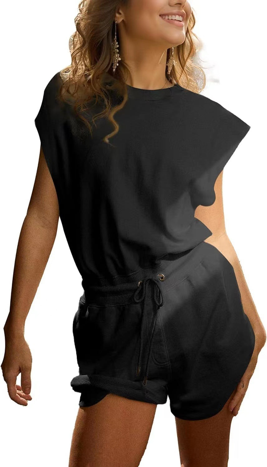 Backless Top Elastic Waist With Pocket Shorts